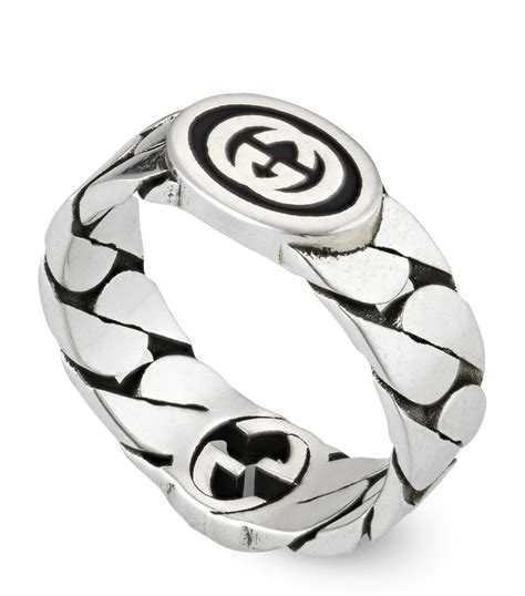 silver gucci ring plain|interlocking g ring in silver.